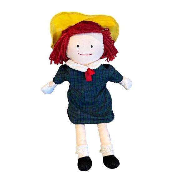 1990 Eden 20" Madeline Cloth Doll, Green Plaid Dress, Yellow Hat, Appendix Scar - Picture 1 of 7
